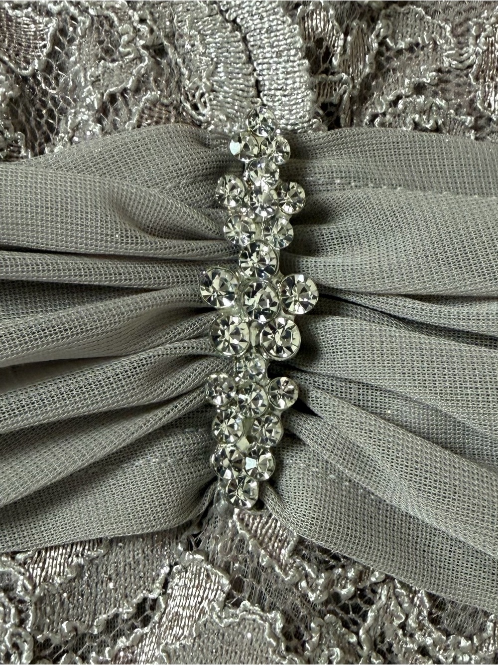Onyx Nite Taupe Lace Gown Altered 5'3" Mother of Bride Groom MOG Formal 14 EUC - Picture 9 of 16